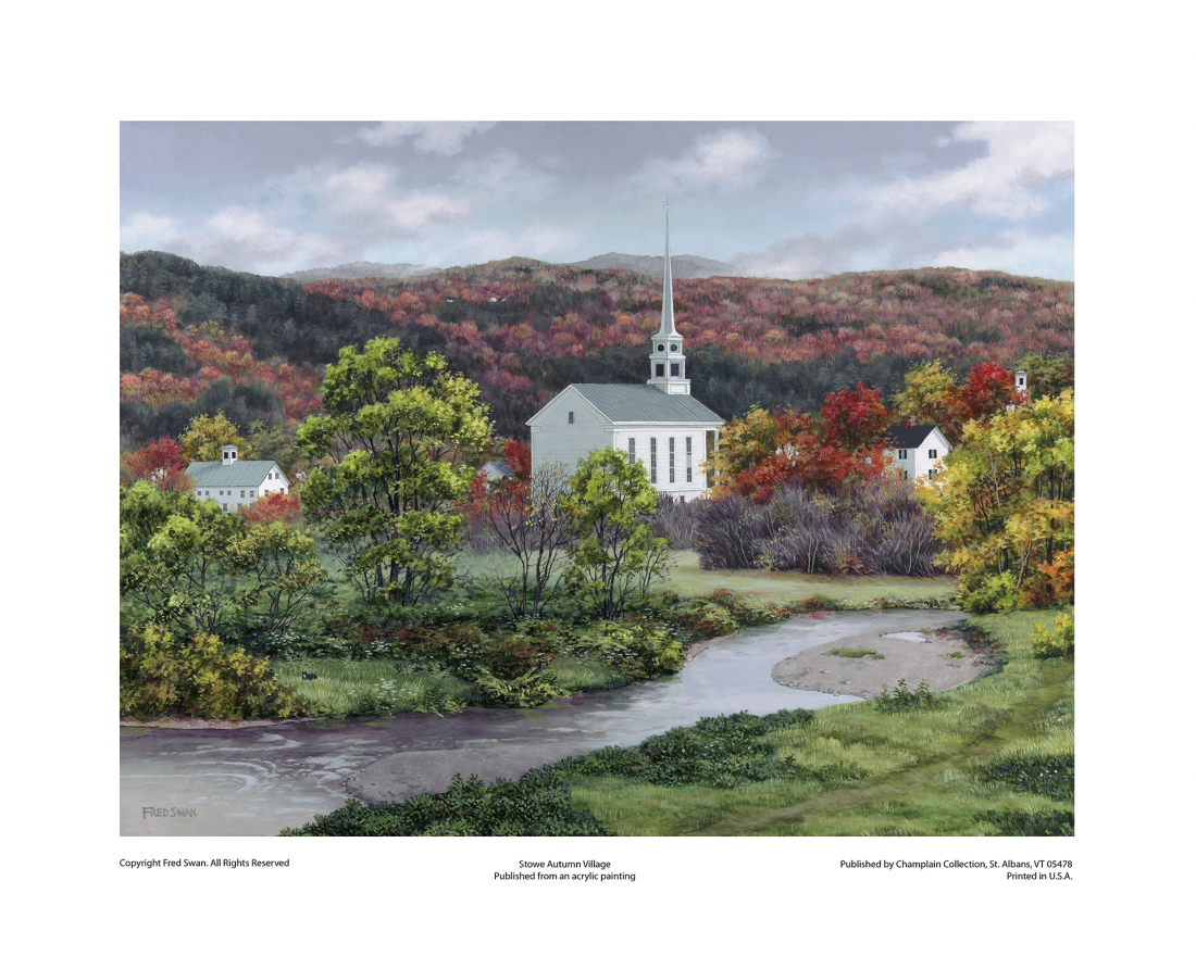 Stowe Village - American Realist Painting by Fred Swan
